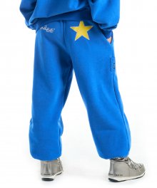 Star Aplique Fleece Jogger Pants Blue