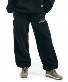 Script Fleece Jogger Pants Black