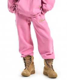 Script Fleece Jogger Pants Pink