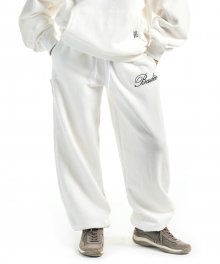 Script Fleece Jogger Pants White