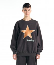 Star Applique Fleece Sweatshirt Charcoal
