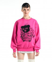 Thief Bear Fleece Sweatshirt Pink