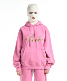 Script Fleece Hoodie Pink