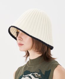 Stripe Knit Bucket Hat_Ivory
