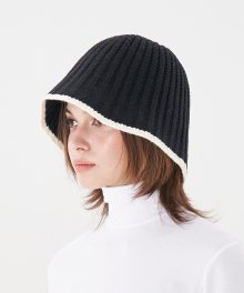Stripe Knit Bucket Hat_Black