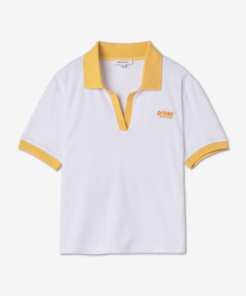 스포티앤리치(sportynrich) 프린스 스포티 스펀지 폴로 셔츠 - 화이트:옐로우 / PO521YE