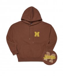 (W) VELVET GRAPHIC HOODIE BROWN