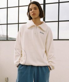 FLEECE HIGH NECK ZIP-UP IVORY