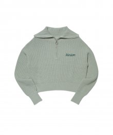 (W) M GRAPHIC KNIT HALF ZIP-UP MINT