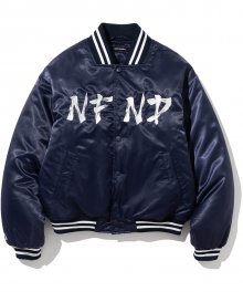 NFND Logo Nylon Varsity Jacket - Navy