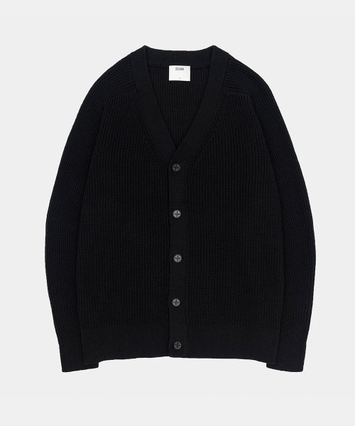 MUSINSA | ECORR Cotton curved sleeve cardigan_black