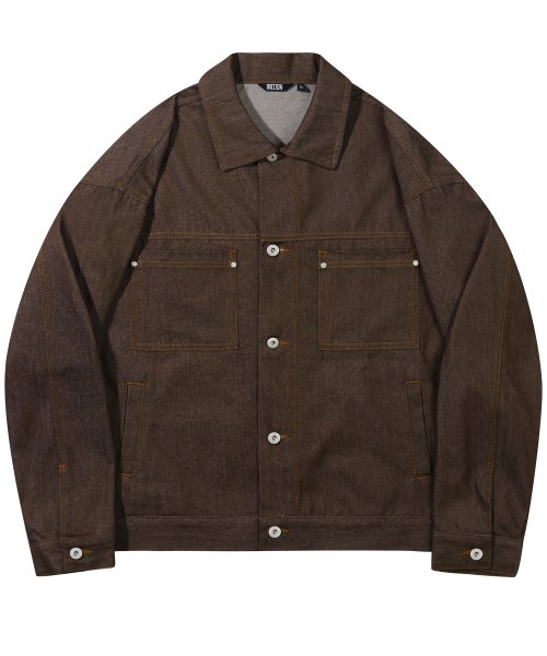 Washed стич деним жакет (BROWN)