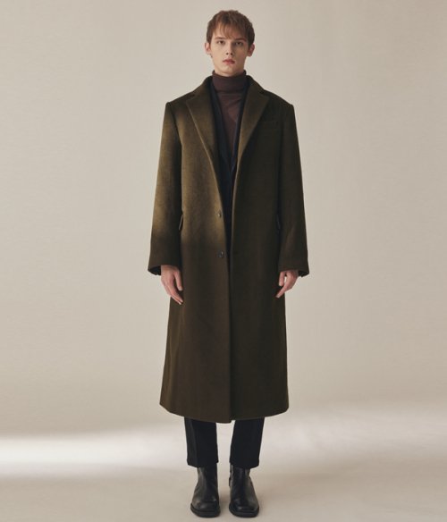 MUSINSA | HYOJI Unbelievable Long Single Coat (Deep Khaki) (134CM)