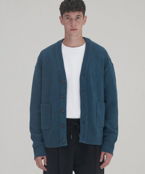 bulky woolcardigan_BLUE