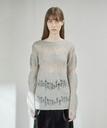 SHOT HOLE LONG KNIT TOP (grey)