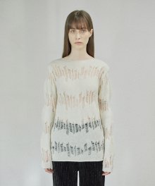 SHOT HOLE LONG KNIT TOP (ivory)