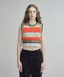 MIXED STRIPE KNIT VEST (red)