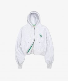 [Tennis Club] Lossy Big Logo Crop Hood Zip-up [White Melange]