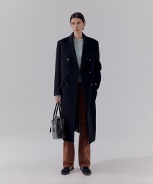 UNISEX TAILORED DOUBLE-BREASTED WOOL COAT BLACK_UDCO3D125BK