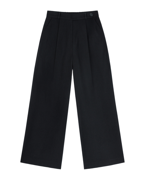 Брюки DENZEL с поясом и защипами high waist wide Black DENZEL11BK