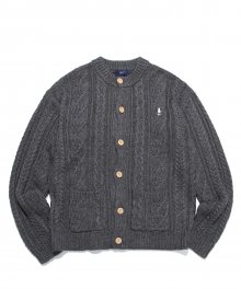 ARAN CABLE KNIT HERITAGE CARDIGAN CHARCOAL