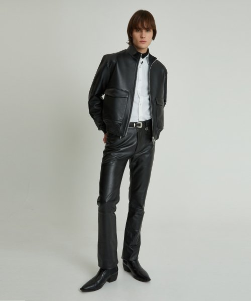 Lamb Leather High Neck Блюзон чёрный