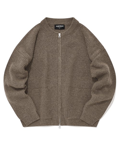 Шерстяной зип-ап кардиган 2WAY SP - Brown