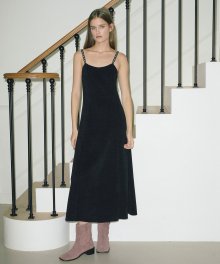 Slip Cable Long Dress  Black