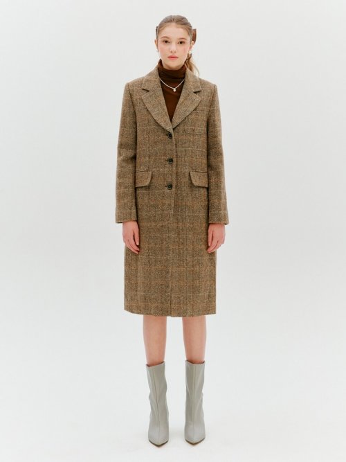 Herringbone клетчатый прямой длинный жакет SWLJMK0100