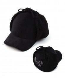 FOREST CUBE Black Corduroy Earflap Cap 귀달이모자