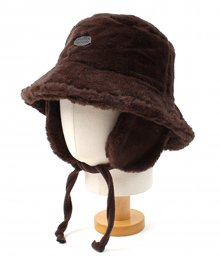 Brown Fur Earflap Bucket Hat 귀달이모자