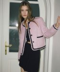 에트몽(ETMON) Tweed Fur Jacket  Lavender Pink