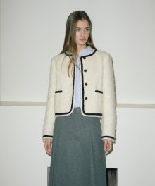 Tweed Fur Jacket  Ivory