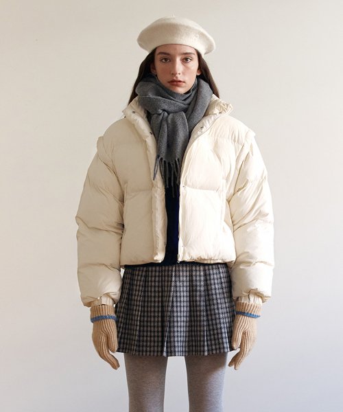로라로라(ROLAROLA) DETACHABLE PUFFER SHORT PADDING IVORY