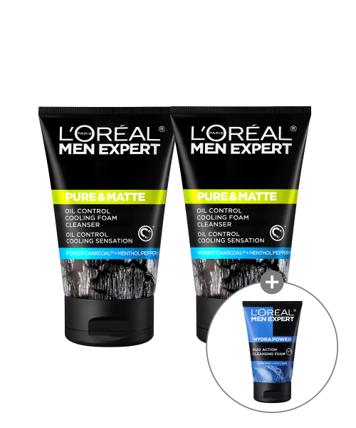 로레알파리(lorealparis) [2 pack] 맨 퓨어앤매트 챠콜 아이시 폼 (RENO)(+증정 듀오폼 50ml)