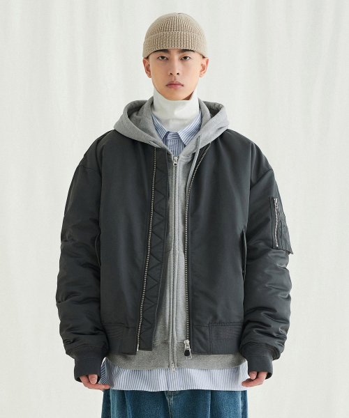 MUSINSA | MELANGE MASTER Loose-fit MA-1 Jacket [Gunmetal]