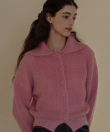 Mohair knit cardigan_Pink