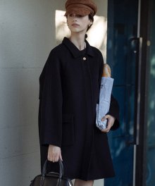 Handmade gold button point coat_Navy