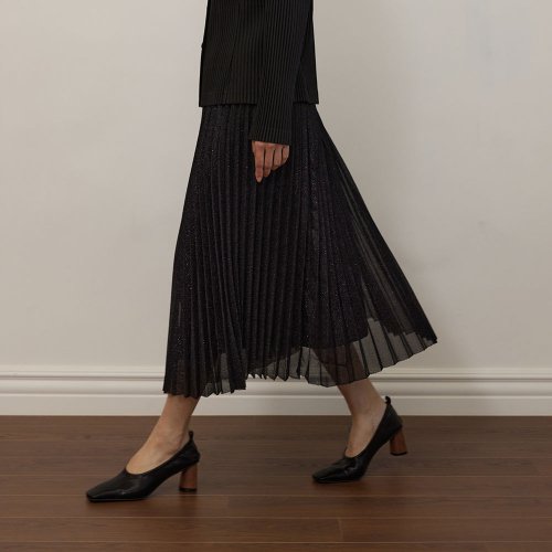 Black glitter outlet pleated skirt