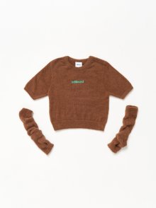 Women warmer set half sleeve knit_Brown