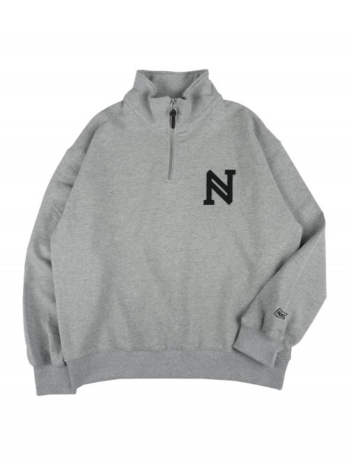 N LOGO HALF ZIP-UP SWEATSHIRTS СЕРЫЙ