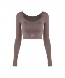 Scoop Neck Jersey Long Sleeve - Taupe