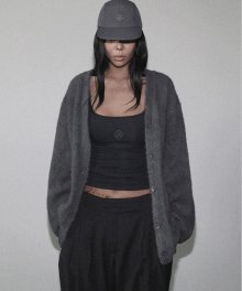 Mohair Loose Fit Cardigan - Charcoal