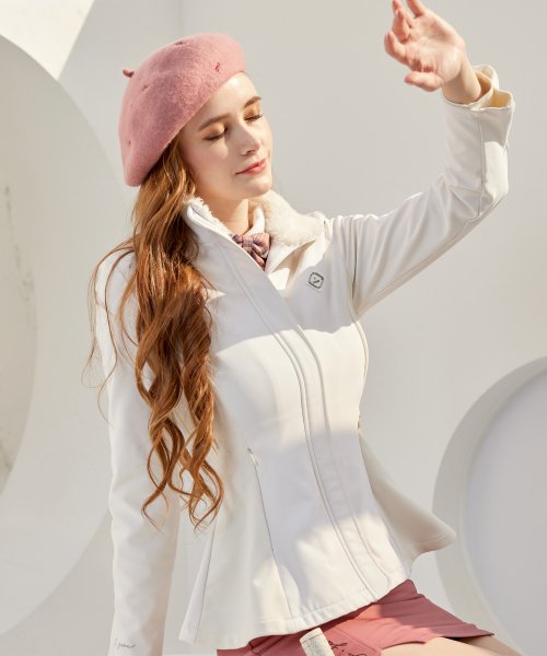 Зип-худи Fur collar Slim Zipup (White)