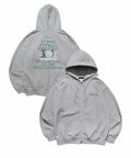 SMELL OF US LAYERED GRAPHIC ZIP UP HOODIE GRAY