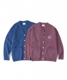 PEACE BEGINS SMILE KNIT CARDIGAN (PURPLE MELANGE, BLUE MELANGE)