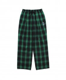 FLANNEL EMBROIDERY UNIVERSITY CHECK EASY PANTS GREEN