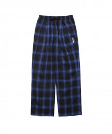 FLANNEL EMBROIDERY UNIVERSITY CHECK EASY PANTS BLUE