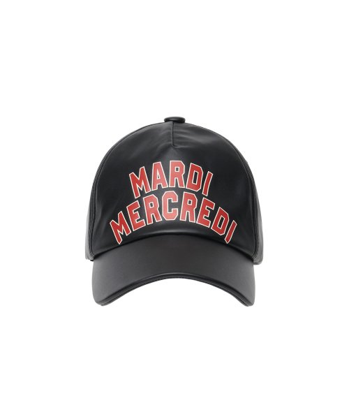 FAUX LEATHER CAP LOGO SPORTIF BLACK RED