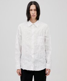 Crinkle Long-sleeved Shirt - White (FU-197)